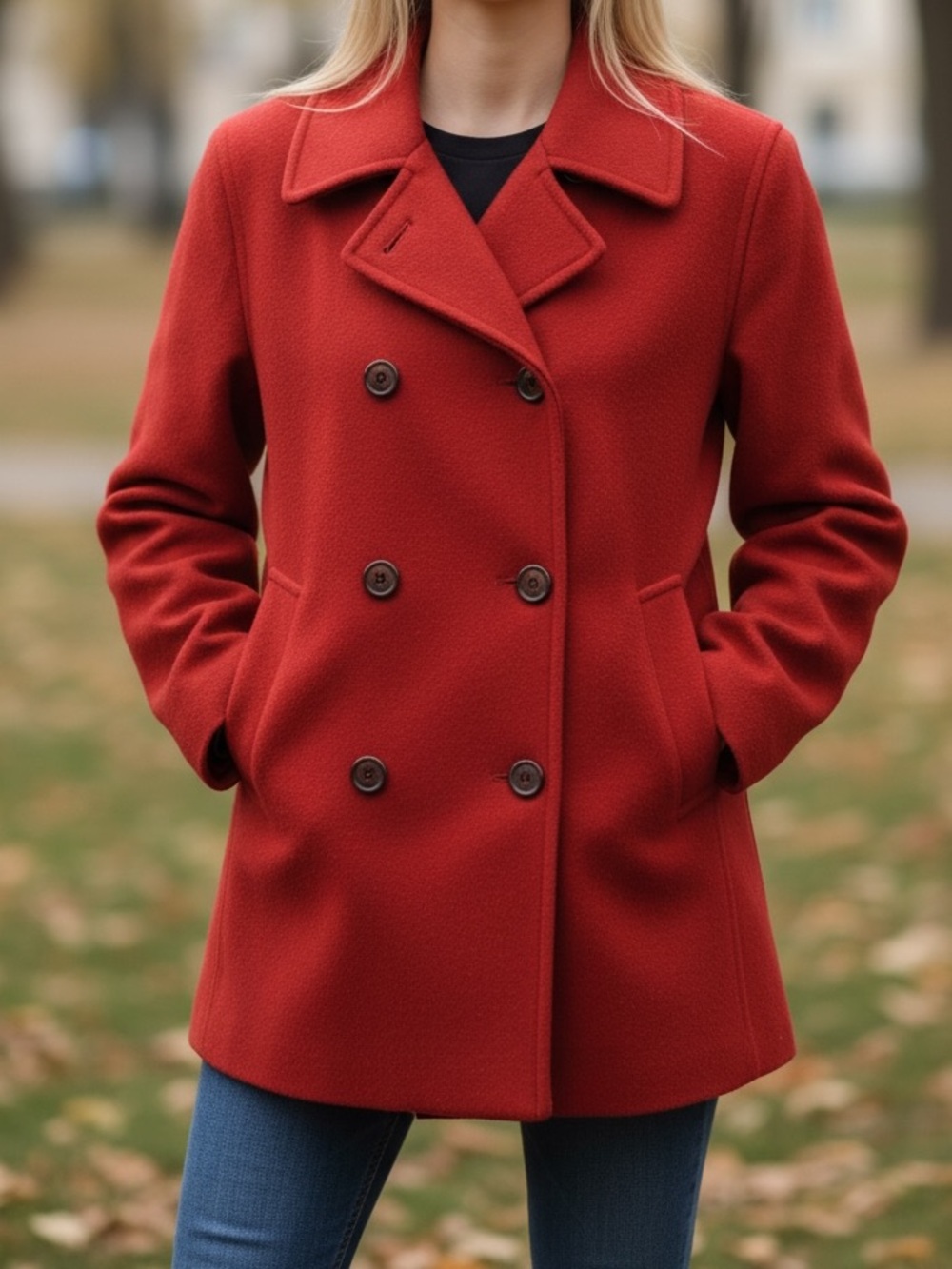 J.Crew Wool Cashmere Peacoat Small Paprika Orange Red Thinsulate Lined Coat